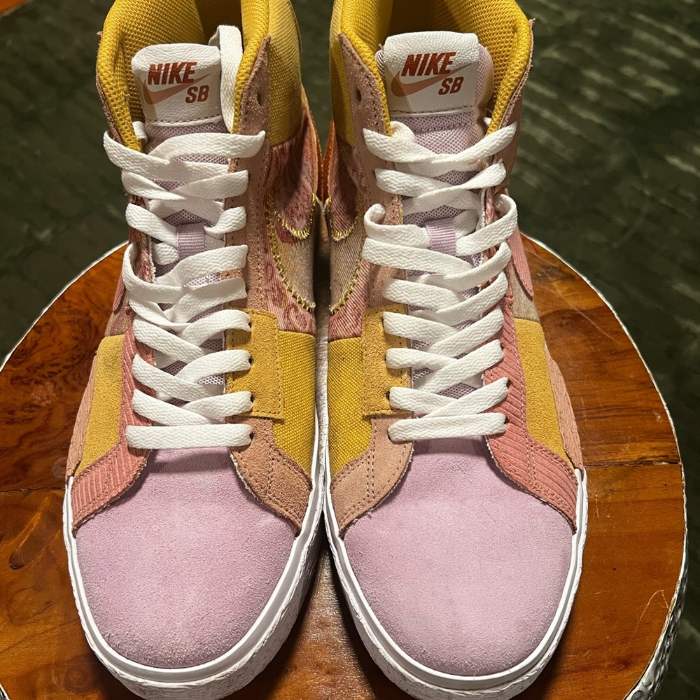 Nike SB Women's Pink and Yellow High-Top Sneakers